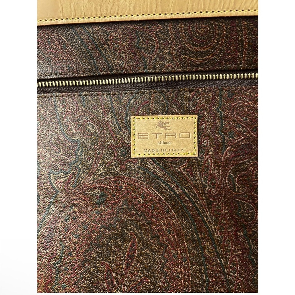 ETRO BOSTON RED PAISLEY Weekend Bag with Luggage Tag, Crossbody Strap, Clochette - Picture 4 of 15